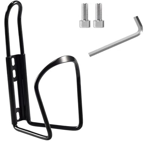 Voarge Porte-bouteille de vélo, noir, en aluminium extra renforcé, universel, avec deux vis et outils