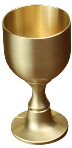 IMIKEYA Brass Wine Glass Vintage Chalice Goblet Gold Wiccan Liqueur Cup Chalice Cup Footed Wine Communion Goblet Holy Grail Copper Alloy