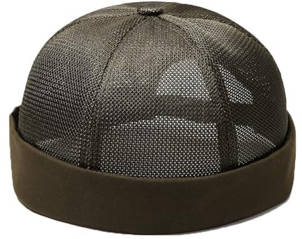 YAMEE Berretto Uomo Estivi in Rete Docker Senza Tesa,Cappello Donna Classico Regolabile Marinaio,Cappello Uomo Docker Vintage,Berretto Unisex All'aperto Casual,Cappello da Porto Rolled Cuff（56-60cm）