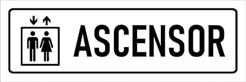 Elevator, white informational sign SP049-1mm flexible Plastic sign (300mm x 100mm)