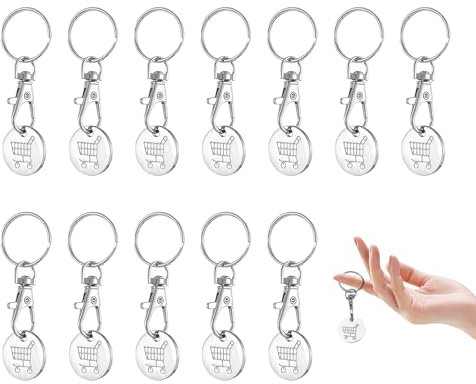 Belligern Trolley Token 12PCS,Trolley Coin,Trolly Coin Uk Compact,Reusable Shopping Trolley Token,Convenient Shopping Cart Accessory