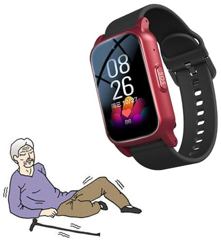 Reloj Inteligente con Detección De Caídas para Personas Mayores, Reloj GPS con Videollamada HD, IP67 Resistente Al Agua Y Llamada De Voz HD, Alarma De Caída para Personas Mayores,Red