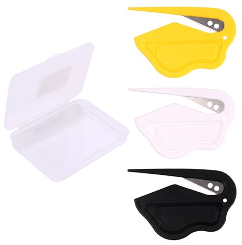 Lyreh 3stk Brieföffner Folienmesser, 8x5,2cm aus Kunststoff und Stahl Umschlag Schneiden mit Versteckter Sicherheitsklinge Klein und Leicht zu Tragen für Arbeiterinnen Männer Studenten