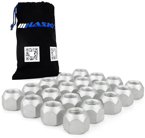 HASKYY Dadi per ruota M12 x 1,5 coni, 60° SW19 H15, cerchioni in alluminio e acciaio, zincati, 20 pezzi con sacchetto di cotone speciale