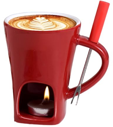 Chocolate Fondue Taza, Cerámica Chocolate Derretir Taza, Creativo Fondue T-aza Derretir Chocolates Calientes T-aza Con Vela & Tenedores, Calentado Derretirs Mantequilla Queso Calentador Tazes