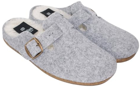 Sevillas Zapatilla casa fieltro zuecos comodos calentitos Los zapatos de Daniela MOD 21417 (Gris, Una talla, Sistema tallas calzado EU, Adulto, Hombre, Números, mediano, 45)