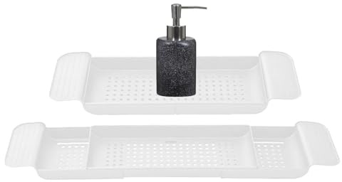 Bandeja de baño para bañera, estante extensible antideslizante, bandeja de mesa de baño, para baño, spa, ducha, remojo, vino, libro, jabón, teléfono, entretenimiento