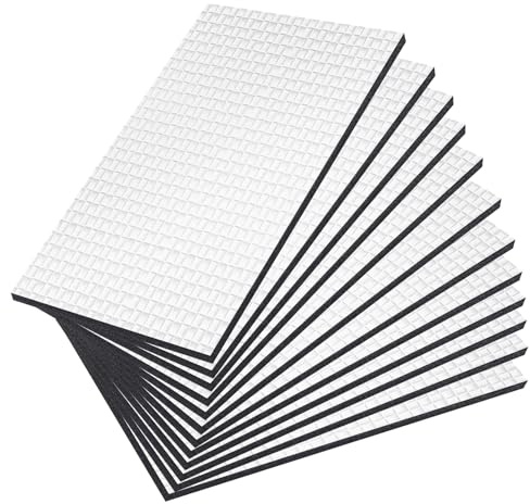 xuefenfei 12 Pezzi Tappetini Isolanti per Auto 250 * 180 * 5MM Tappetino Fonoassorbente per Auto, Pannello Isolante Termico Adesivo, Tappetino Isolante per Acustico, Ignifugo, Impermeabile