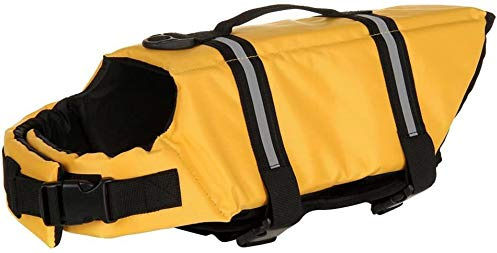 Izefia Dog Life Jacket Swimming Safety Coat Floatation Life Vest Life Saver with Handle for Small Dog Puppy Large Dog (Yellow, XS)