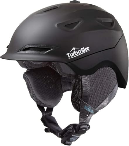 TurboSke Ski Helmet - Active Ventilation Audio Compatible Luxury Snow Sports Helmet with ASTM Certified Safety for Men, Women & Youth (M, Black)