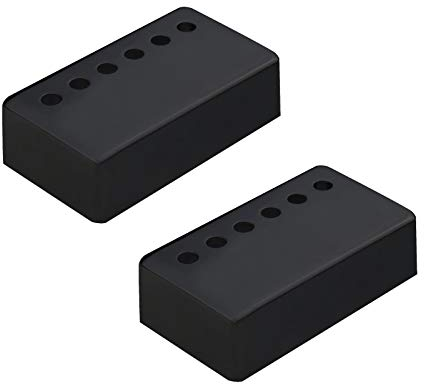 Create idea Tonabnehmerkappe 2 Stück Schwarz Gitarre Humbucker Pickup Cover Kit 50mm Hals 52mm Brücke 6 Löcher Design Pickup Rahmenabdeckungen Metall Für meisten E-Gitarren