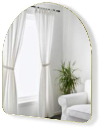 Umbra Hubba Arched Wall Mirror with Metallic Frame, Modern Style for Bathroom, Entryway, Living Room and More, 34 x 36-Inch, Brass