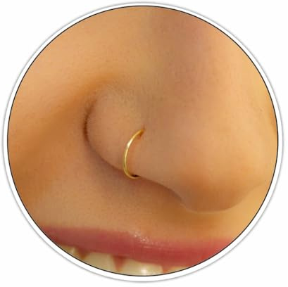 Goldener Fake Nasenring – Dünner Kleiner Winziger 24-Gauge 7mm Fake Nose Ring – 14K Gold Filled Clip-On Nassenpiercing für Frauen – Kein Piercing erforderlich – Geschenkbereit
