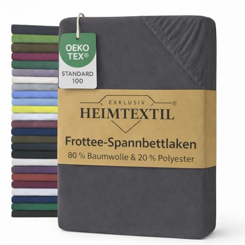 EXKLUSIV HEIMTEXTIL Sábana bajera ajustable de rizo, 200 x 220 cm, color gris
