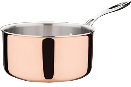 Vogue Tri-Wall Copper Saucepan 20 cm, 3.3 Litre, Induction Compatible, Lid Sold Separately, FS667