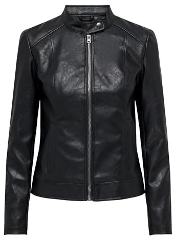 ONLY Damen Jdyemily Faux Leather Jacket Otw Noos Kunstlederjacke, Schwarz, 32