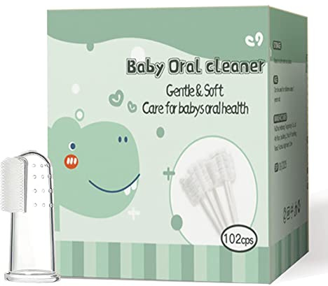 Baby Oral Cleaner and Tongue Brush – 102Pcs + 1 Finger Toothbrush with Case, Gentle Care for Newborn Oral Cleaning
