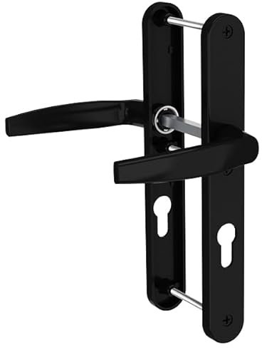 Bricard 788923. Ensemble de poignées sur plaque Emetal. Béquille et béquille pour Porte D'Entrée (Pour Cylindre Européen). Laqué Noir. 247 x 25 MM