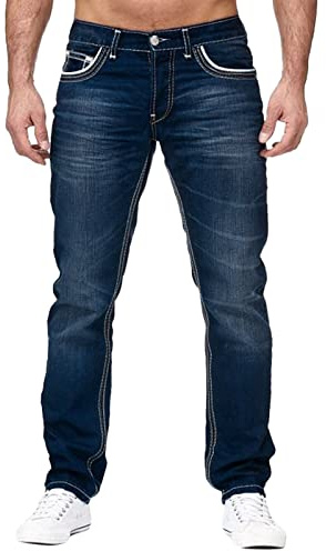 Générique Jeans Homme Regular Boutons Extensibles Grandes Tailles Délavé Vintage Jeans Mode Slim Fit Look Usé Trousers Décontracté Fermeture Éclair Bouton Denim Pantalon