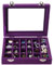 EONGOA 24 Grid Velvet Jewelry Tray for Drawers Detachable Jewelry Showcase Box Glass Clear Lid Showcase Display Storage Ring Trays Holder Earrings Organizer Case (Purple)