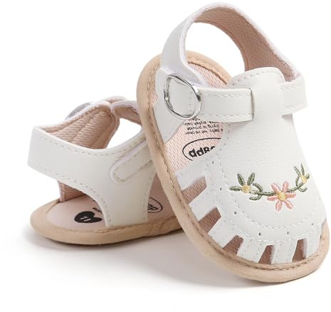 Myleleya Baby Girls Sandals Summer Baby Girl Flat Shoes Soft Sole Closed Toe Beach Sandal Infant Newborn Crib Shoes First Walkers Prewalkers Shoes