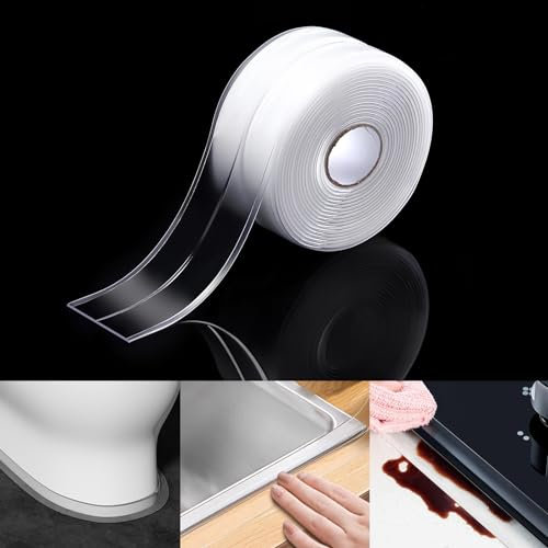 MEKEET Bath Sealant Strip 11 Ft - Clear Simple Seal Tape Bathroom Sealant Tape, Anti Mould Caulk Tape, Self Adhesive Caulk Strip for Bathtub Toilet Shower Wall Corner Kitchen