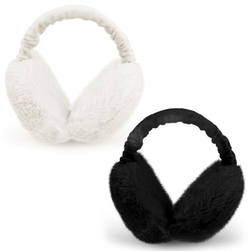 HAGOT 2PCS Orejeras Invierno, Plegables de Felpa Peluche, Orejeras Térmicas de Frio Earmuffs Cálido, Orejera Piel Artificial, Unisex Accesorios Invierno para Mujer Hombre Exteriores