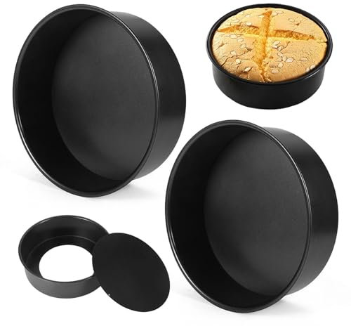 Parthan 8 inch Cake Tins Set of 2, Deep Cake Tin for Baking, Birthday & Wedding, Removable Bottom Cake Pan, Non-Stick Round Cake for Baking Roasting Serving, Stainless Steel Cake Tins