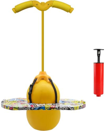 Chingcoo Pogo Stick für Kinder, Sportgeräte für Kinder, Pogo Stick mit Kordelzuggriff, geeignet für Hüpfstange mit Kindern (Gelb Spleißen)