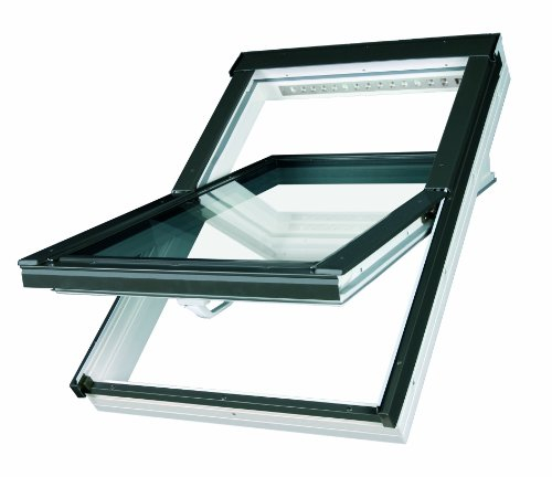 Dachfenster Fakro Schwingfenster 66x98cm Kunststoff mit Dauerlüftung V35 Standardverglasung U3 mit Eindeckrahmen für Biber