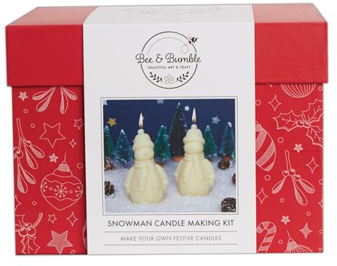 Bee and Bumble Candle Making Kit, Snowflake, White, Makes 2 Candles, Natural Soy Wax, Beeswax, Single Craft Kit, Perfect Hobby Craft Gift For Adults And Kids. Beginner And Experienced Starter Craft Set