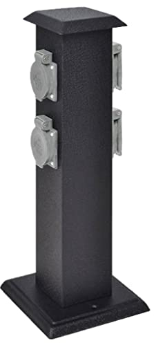 vidaXL Borne Jardin Électrique 4 Prises Noir Bloc Prises de Jardin Extérieures