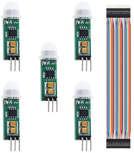 Youmile 5 st mänsklig rörelsesensor HC-SR505 mini infraröd PIR-detektormodul för Arduino Kropp Sensorbrytare med Dupont-kabel