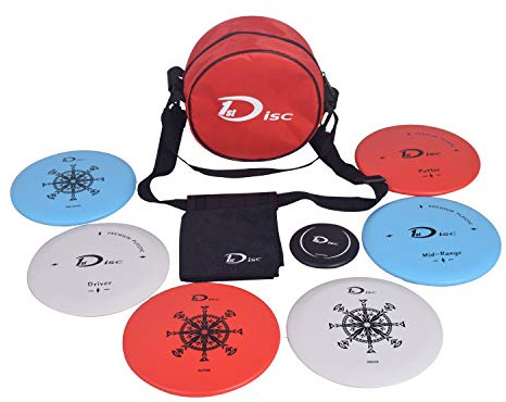Starter Disc Golf Set, Golf Discs Set - Includes 1x Starter Red Disc Golf Bag, 2X Fairway Driver, 2X Midrange Disc, 2X Putt & Approach