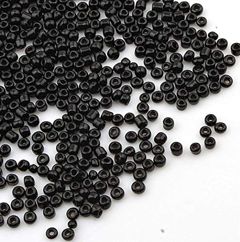 Lot de 3300 perles de rocaille, en verre opaque, mates, 8/0, perles poney, 3 mm, couleurs au choix : noires, lustrées