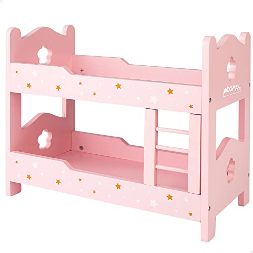 ColorBaby WOOMAX 49364 - Woomax-Etagenbett aus Holz für Puppen + 3 A