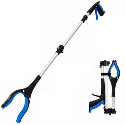 Litter Picker Heavy Duty Rubbish Grabber Reaching Mobility Pick Up Helping Hand Tool Kids Children Adults Elderly Stick with Magnetic Strip Foldable Long Handled Lightweight Aid 76cm (1)