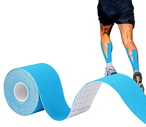 Bande Kinésiologique | Rouleau De 5m X 2.5cm | Respectueux De La Peau Avec Un Confort De Port Parfait | Bande Kinésiologique Imperméable & élastique Pour Un Usage Quotidien | Bleu