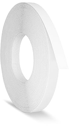 White Melamine Edging 15 mm x 7.5 m Pre Glued Adhesive Veneer Edge Banding Tape Kitchen Cabinet Repair Worktop Laminate Shelf Table Door Cupboard Plywood Formica Chipboard Furniture Strip Wood Trim