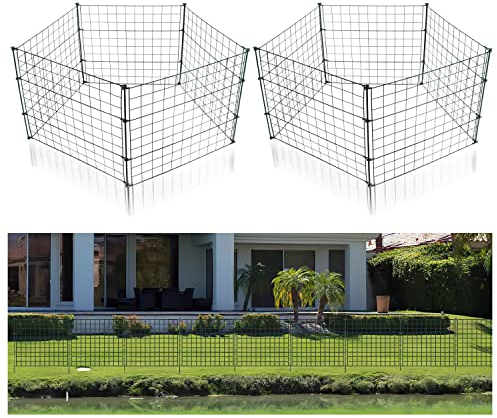 Joparri Clôture de jardin Clôture d'étang, 22 pièces Set Clôture d'étang, Enclos libre, Clôture à emboîter Grille métallique - 10 éléments de clôture 12 tiges de fixation (Droite)