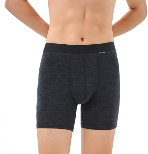 Merino Protect Merinoull Underkläder Luktbeständiga Boxershorts för Män Fuktavledande Baslager för Vandring Långa Flygresor