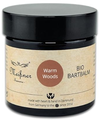 Meißner Tremonia - 60g Bart Balsam Warm Woods - Beard Balm ohne künstliche Zusatzstoffe - veganes Bartwachs sechs hochwertigen Bio-Pflanzenölen - Für die tägliche Bartpflege