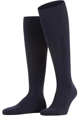 FALKE Lhasa Rib M Kh lana cachemire al ginocchio tinta unita 1 paio, Calzini lunghi Uomo, Blu Dark Navy 6375, 43-46
