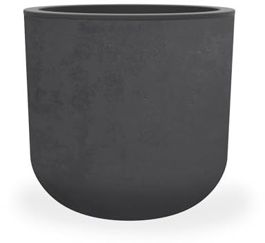 EDA - Vaso rotondo da 40 cm Basalt'Up 32,5 litri - Imitazione cemento - Singola parete - Area di ritenzione idrica - Ø 38,5 x H.36,8 cm - Grigio antracite