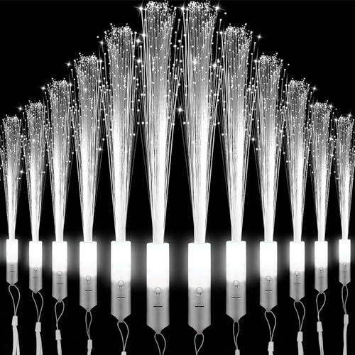 Funmo Juego de 12 barras de luz LED, color blanco, para fiestas, fibra de vidrio, para bodas, Navidad, fiestas, conciertos