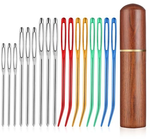 17 Stück Stopfnadel Nähnadeln mit Großem Öhr Wollnadel zum Vernähen Edelstahl Stopfnadeln mit Großem Öhr Stopfnadeln für Wolle Vernähnadel Häkeln Wollnadeln Gebogene Nadel für Häkelprojekte