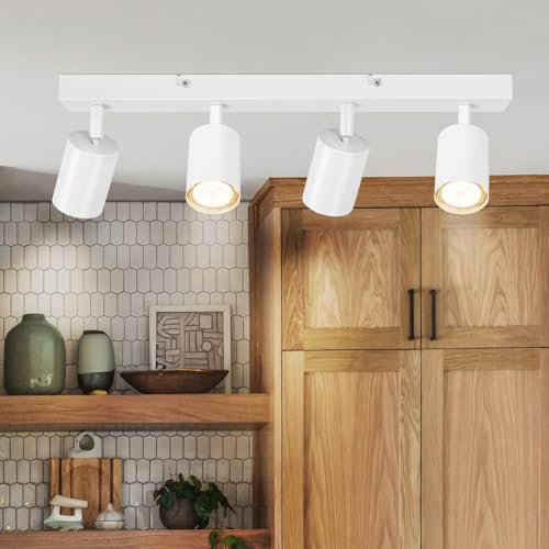 Dehobo Lampada Faretti LED da Soffitto Orientabili, Faretti da Parete Interno GU10 Bianco, Lampadario LED Moderna da Soffitto per Camera da Letto Cucina Soggiorno, Lampadina GU10 non Inclusa