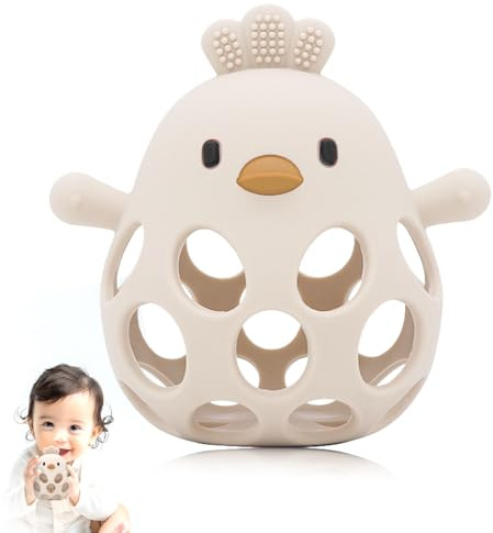 Teething Toys for Baby - New Infant Silicone Chicken Baby Teether Toy Sensory Toy from 0 Months Prevents Finger Sucking - Teethers Aid & Grasping Ball - Gifts for Boys & Girls