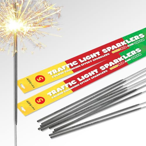 Inevitable Party Pack of 20 x 45cm (18) Traffic Light Sparklers | Colour Changing Effect Sparklers | Gold, Red and Green (20)