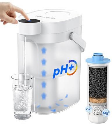 Waterdrop Filtro de agua alcalina recargable, 3,5 l, 6 niveles, jarra de agua instantánea eléctrica, agua alcalina mineralizada, filtro de agua portátil, reduce TDS